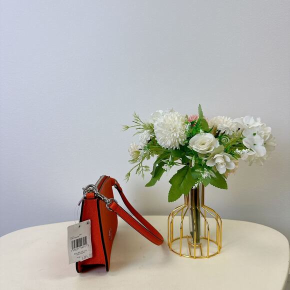 Coach CJ797 Pouch Bag With Signature Canvas IN ORANGE - Picture 5 of 8